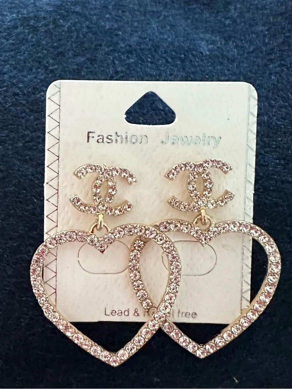 Ash Rose Gold Crystal Heart Drop Earrings